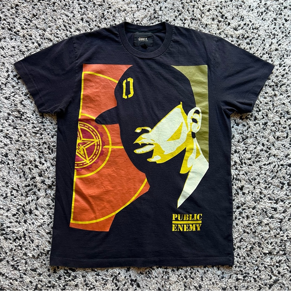 Obey Premium Tee Shirt Public Enemy Graphic Black Short Sleeve Men’s Medium